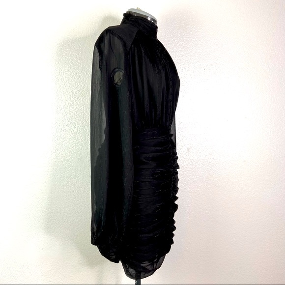 NWT HOUSE OF HARLOW 1960 High Neck Ruched Bodycon Dress - Picture 4 of 11